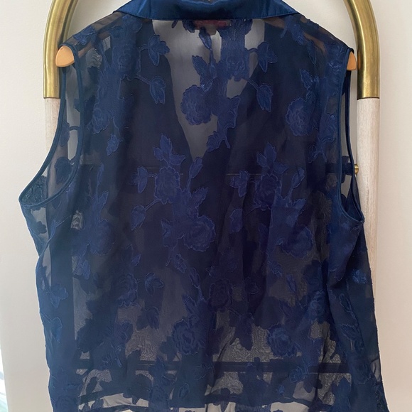 Oscar De La Renta Pink Label Lace Floral Sleeveless Blouse Shirt Top Size 1X - Picture 2 of 7